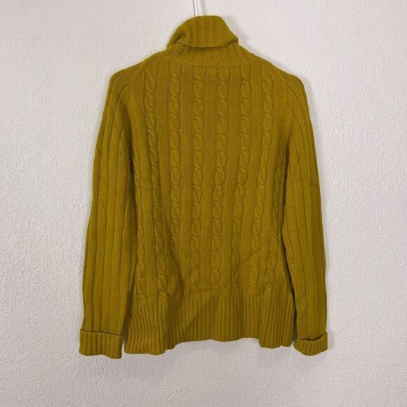 J. Crew Yellow Cable Knit Turtleneck Wool & Rabbit Hair Pullover Sweater - Picture 2 of 5